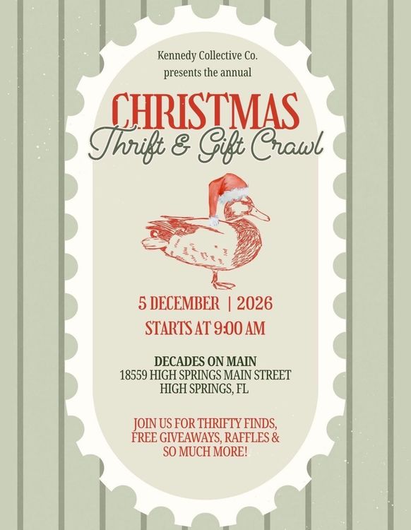 We start at 0900. Get your punch card and shop downtown High Springs! Drawings at 3 pm at Decades on Main!